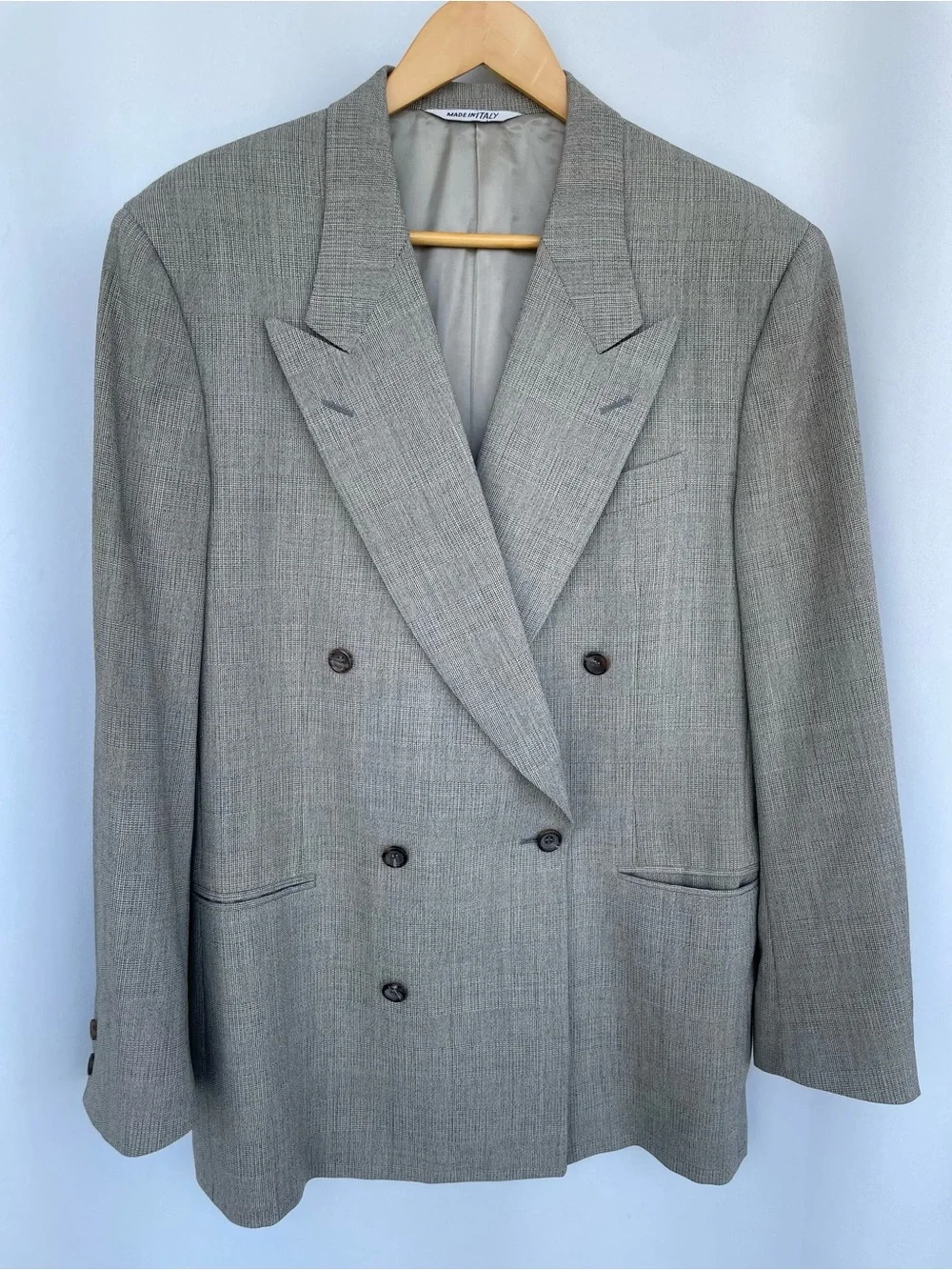 Canali Light Gray Double-Breasted Blazer size 50R Wool